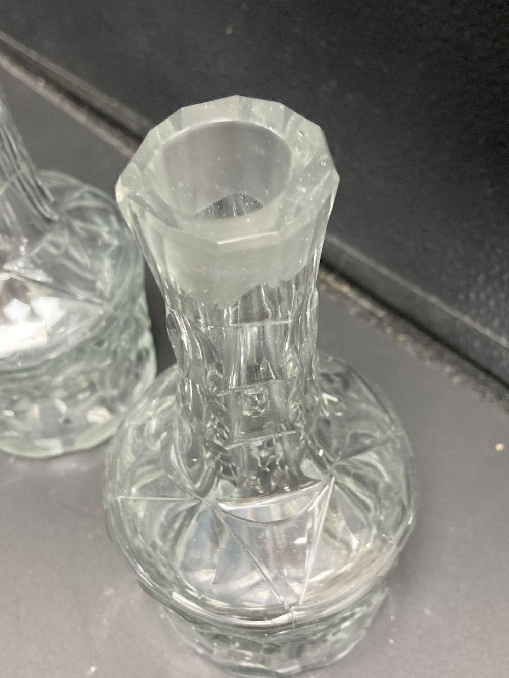 A pair of Dutch cut glass cruet bottles, late 18th century, 19.5cm